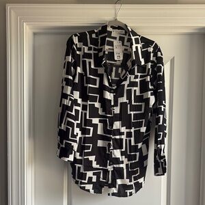 Geometric Black and White Women's Top